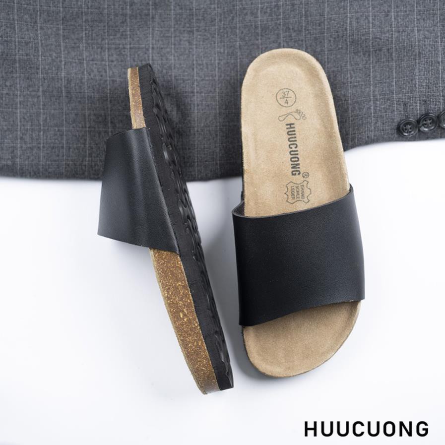 Dép unisex 1 quai HuuCuong màu đen Unisex đế trấu