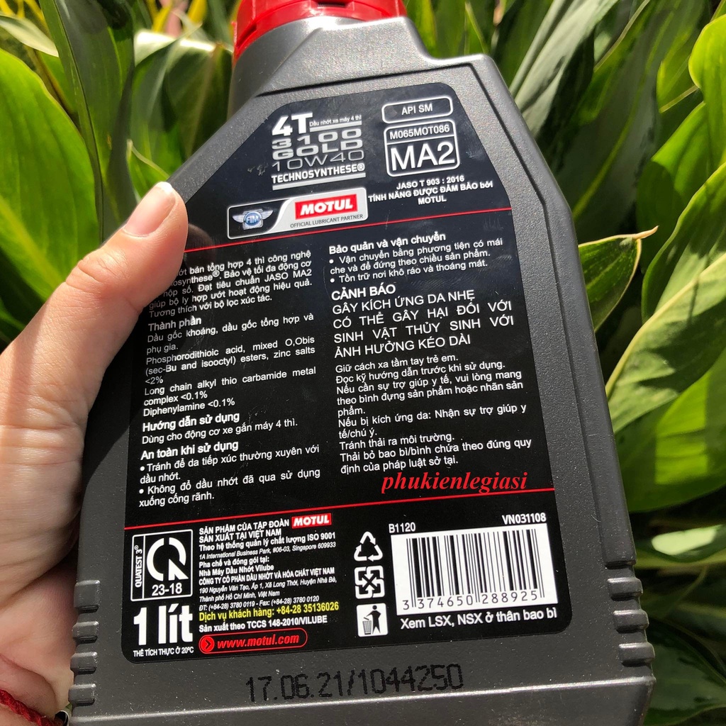 Nhớt MOTUL 3100 GOLD 10W40 MA2 API SM Xe Số bán tổng hợp