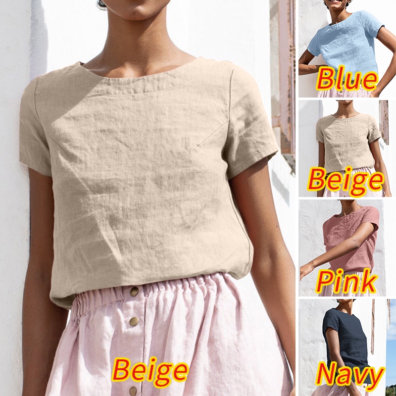 Zanzea Áo Thun Nữ Tay Ngắn Màu Trơn Phong Cách Châu Âu