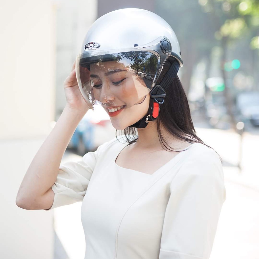 Mũ bảo hiểm nửa đầu GRO Helmet HALY sơn trơn nhiều màu, phù hợp với vòng đầu từ 55-58cm