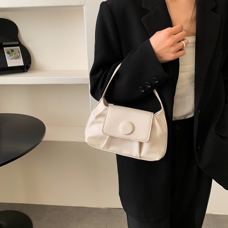 IELGY Túi Đeo Vai Bằng Da PU Màu Trơn Phong Cách Pháp Thời Trang Cho Nữ