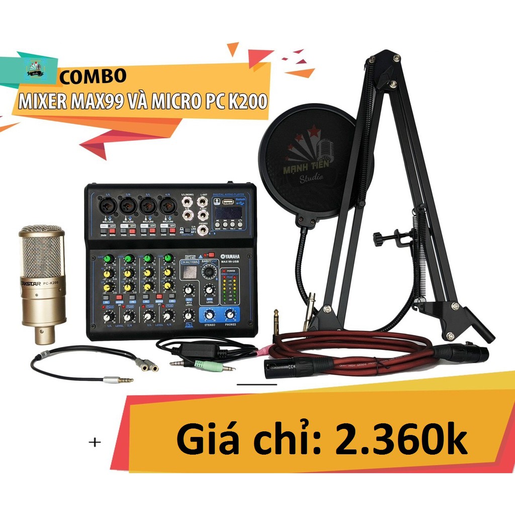 Combo thu âm livestream Vip 2020 mixer Max99 và Micro K200  Tặng full phụ kiện dây kết nối giá tốt nhất