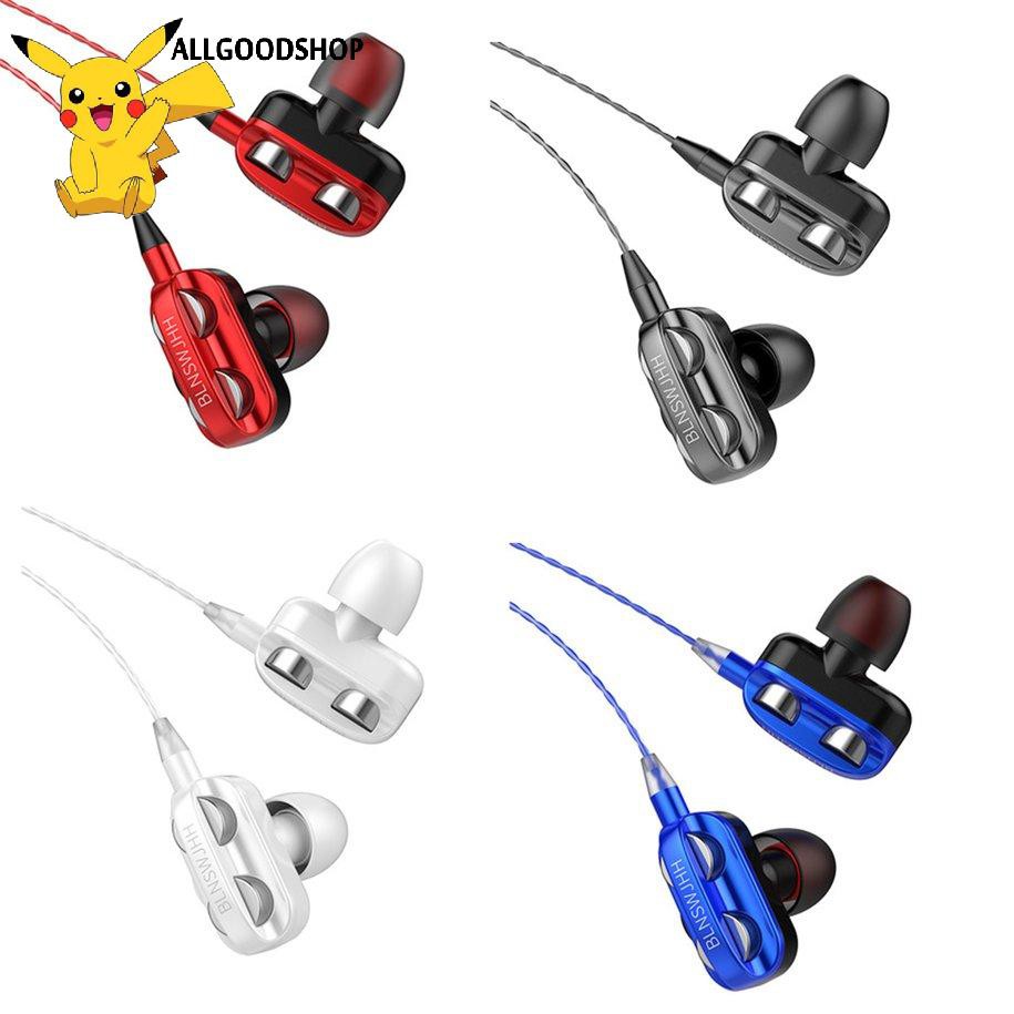 [Goodshop]  Earbuds 3D Stereo Dual Driver Music Earphone Strong Bass HIFI Sport In-Ear Headphone Smart Phone Headphone Wired Tuning