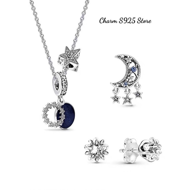 CHARM PAN ALE MẶT TRĂNG TREO NGÔI SAO BẠC S925 THUẦN KHIẾT HÀNG CAO CẤP