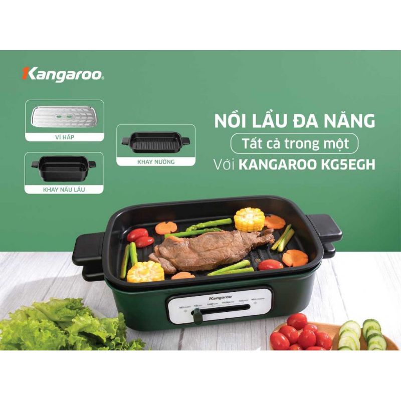 NỒI LẨU - NƯỚNG  ĐIỆN ĐA NĂNG KANGAROO KG5EH - KG5EGH  ( 5 LÍT - 1300W )