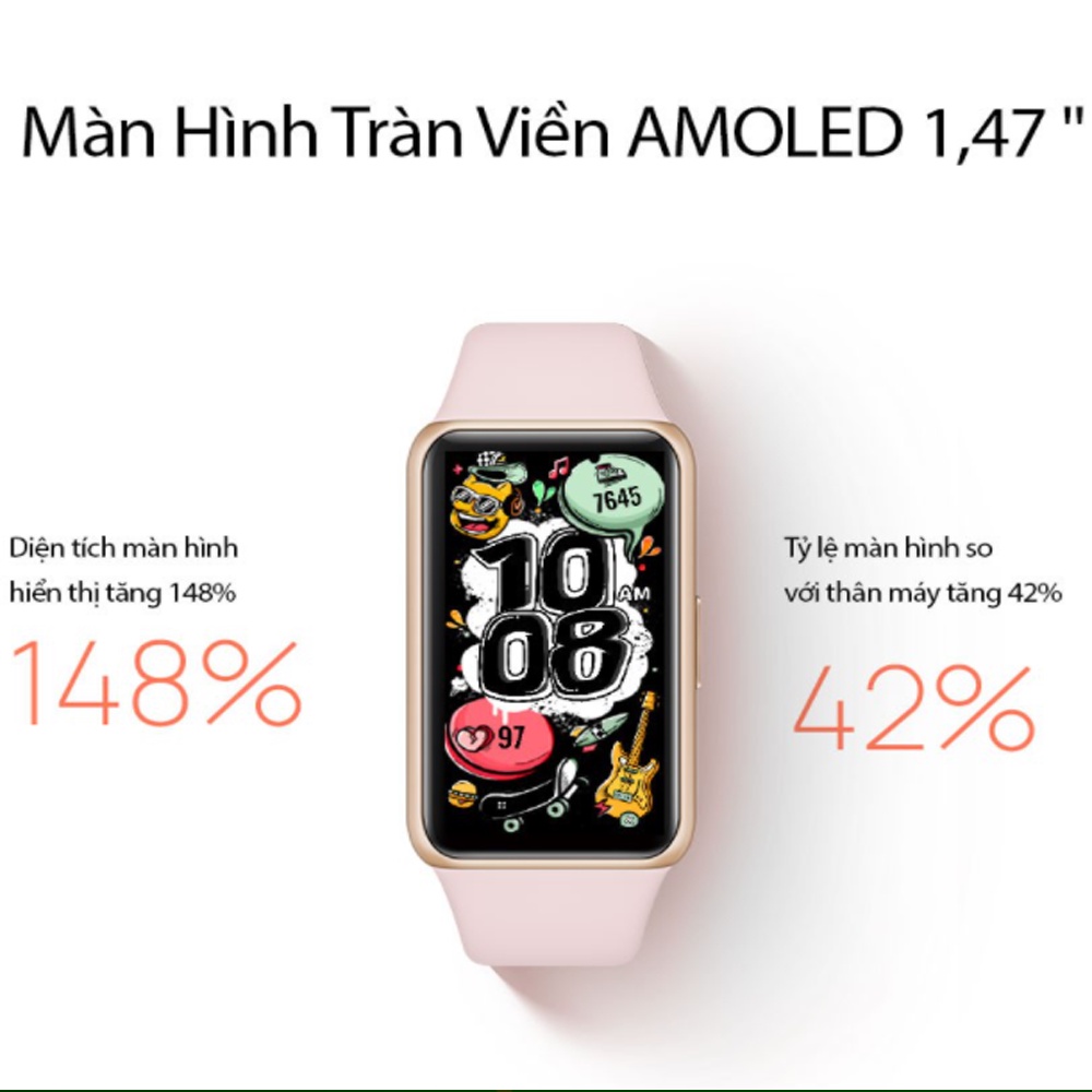 Vòng Đeo Tay Thông Minh HUAWEI Band 6 | Theo Dõi SpO2 Cả Ngày | Màn Hình Tràn Viền | Pin Liên Tục 2 Tuần | NGUYÊN SEAL