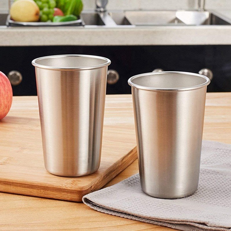 Premium Stainless Steel Cups - 16.9 Ounce Stainless Steel Pint Cup Tumblers - Eco-Friendly (5 Pack)