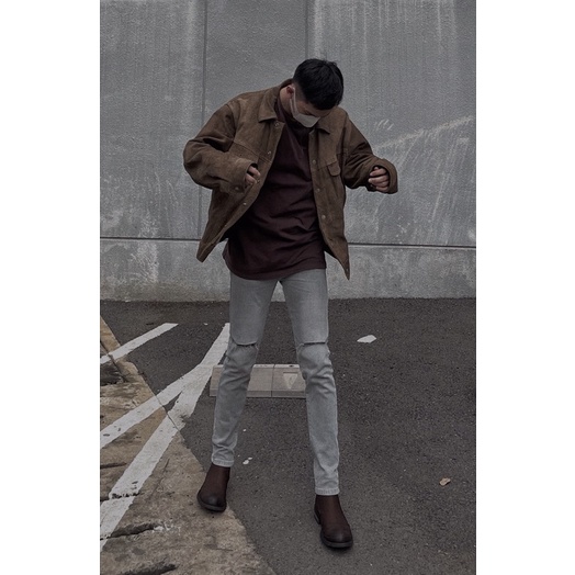 QUẦN JEANS NAM SKINNY XÁM TRO RÁCH GỐI TALURETRO