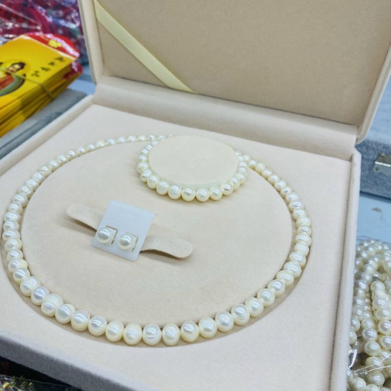 Hộp Nhung Pearl đựng bộ trang sức, bộ ngọc siêu đẹp