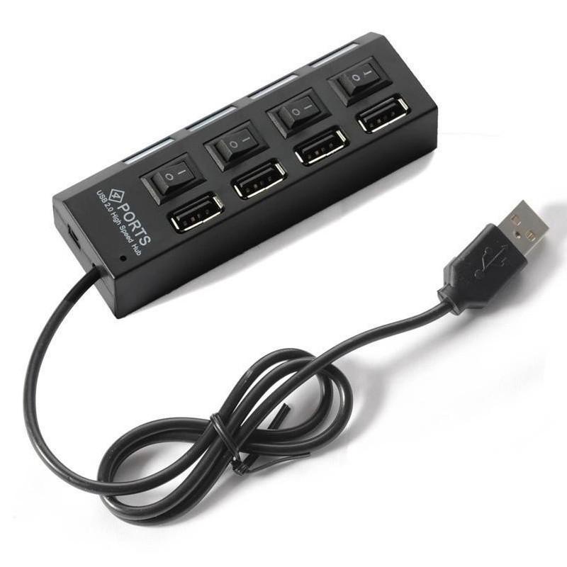 Bộ chia USB 4 cổng có đèn led và công tắc tiện dụng, chất lượng cao