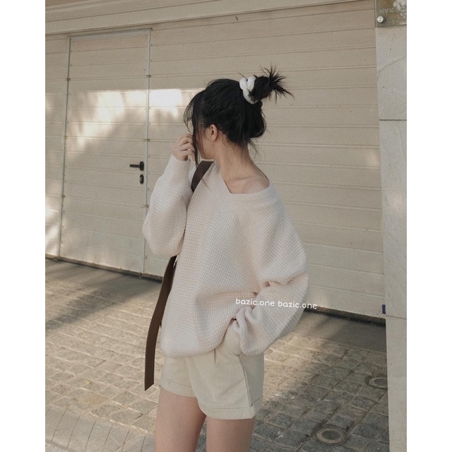 Áo Len mịn mặc nhiều kiểu, áo len cổ tim trễ vai Bazic one | BigBuy360 - bigbuy360.vn