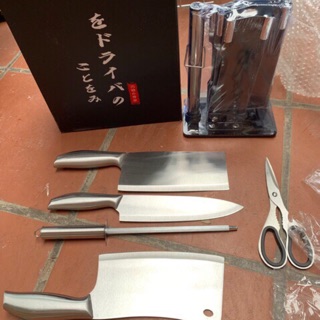 BỘ DAO NHẬT INOX 6 MÓN NHÀ BẾP CAO CẤP KÈM KHAY ĐỰNG