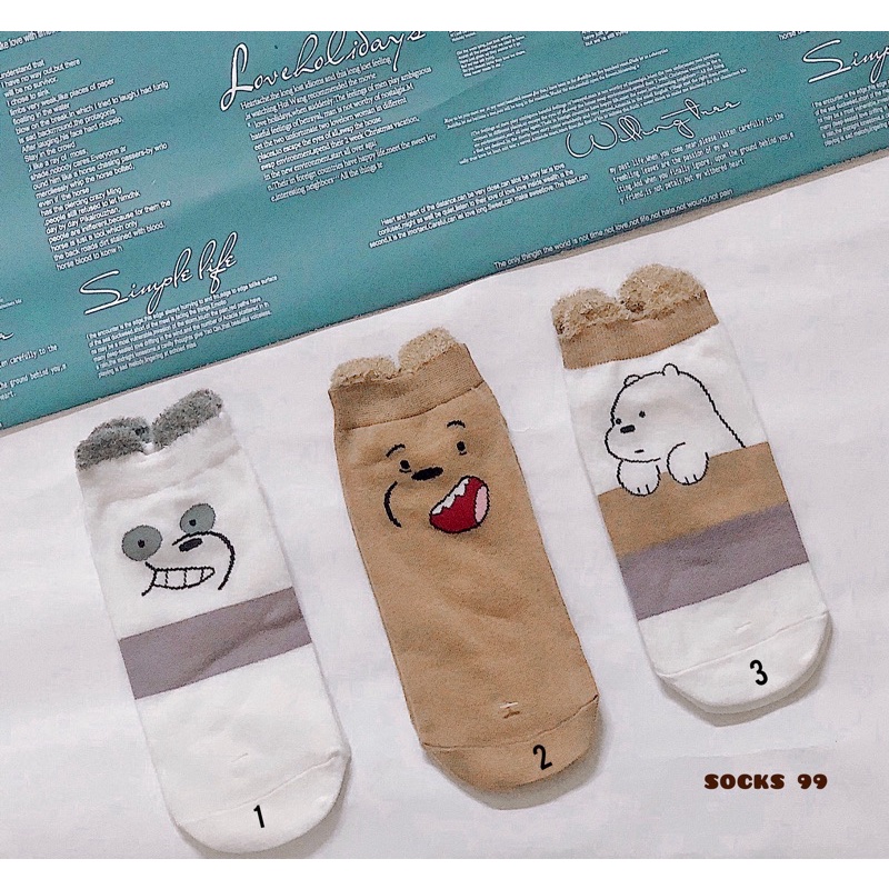 Tất gấu we bare bear thấp cổ