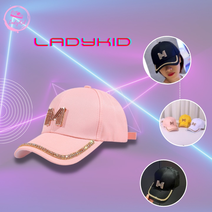 Mũ lưỡi trai ,Mũ lưỡi trai nữ Cotton Đính Đá Phong Cách Thể Thao Thời Trang LADYKID M009