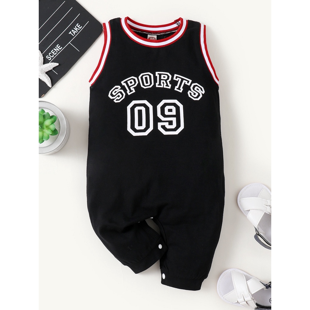 Áo liền quần Mikrdoo vải cotton không tay cho bé trai sơ sinh