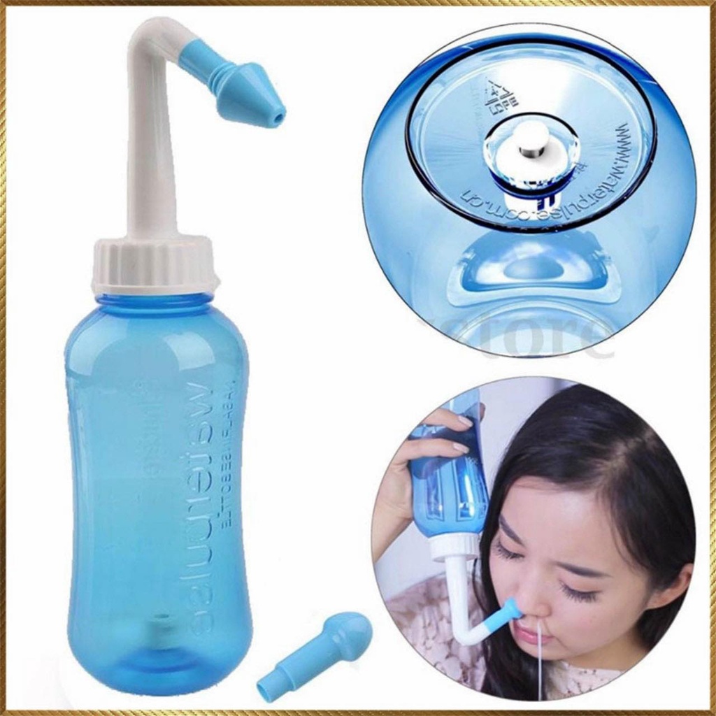 Bình làm sạch mũi water pluskèm 2 vòi rửa mũi người lớn và trẻ em.