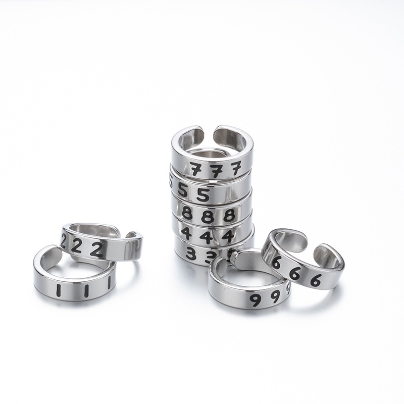 Nhẫn Hở Khắc Số 1-9 Bằng Thép Không Gỉ