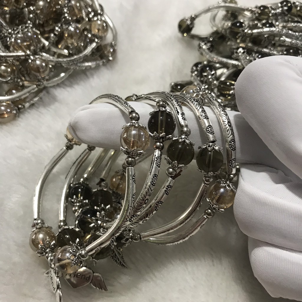 VT168 Vòng tay mix charm bạc xi.