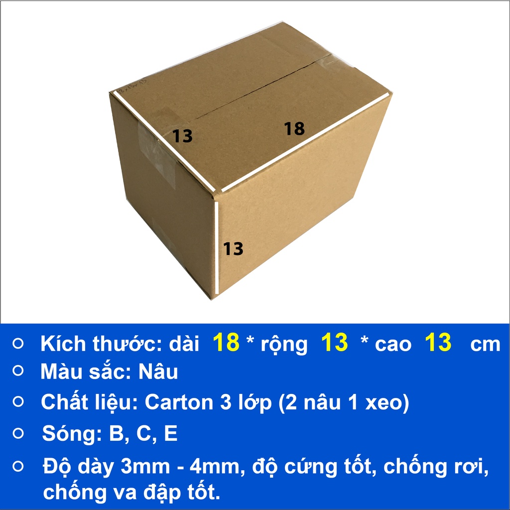 thùng carton 18x13x13 đóng gói hàng hóa bộ 50 hộp