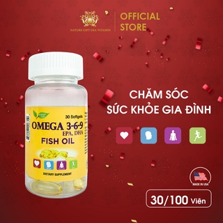 Viên Uống Dầu Cá Omega 369 của Mỹ,  Tốt Cho Tim Mạch, Bổ Mắt và Não - Nature Gift USA (30 viên)