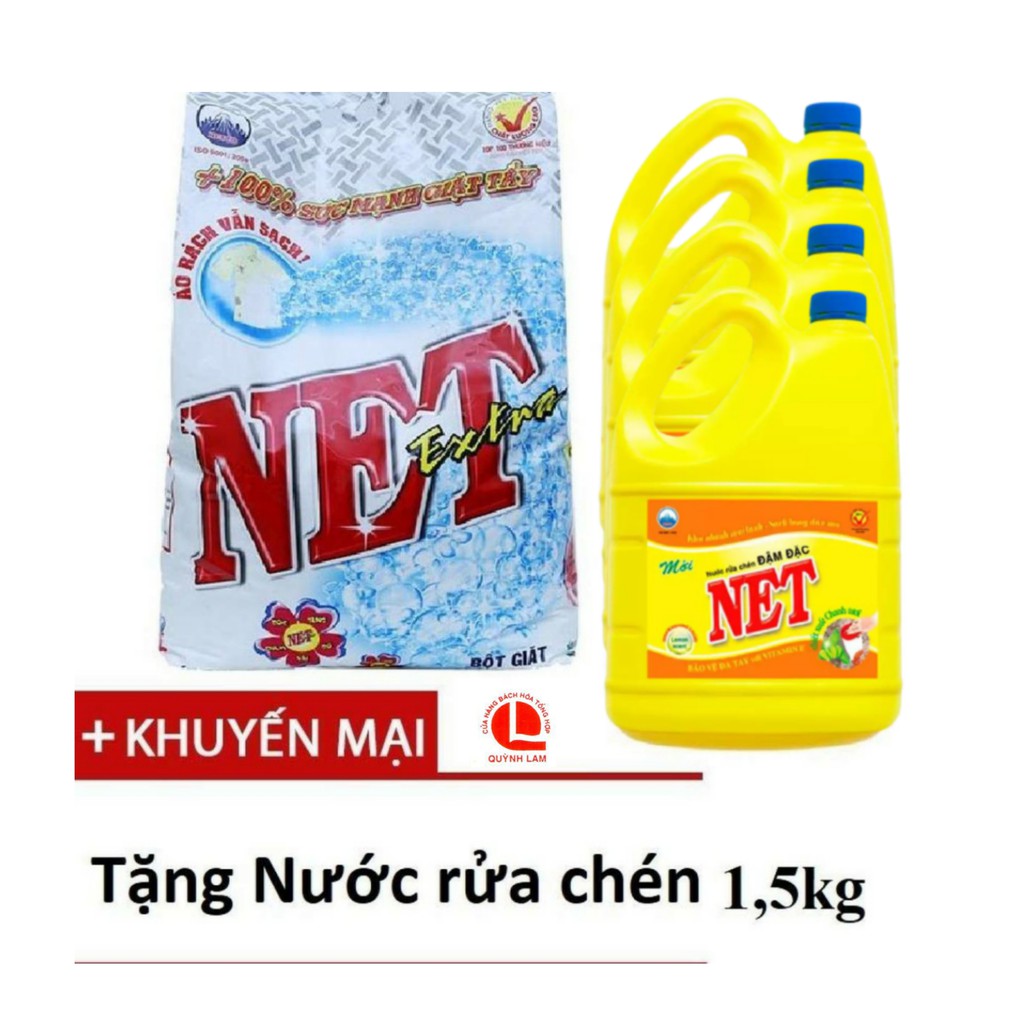 [CÓ QUÀ TẶNG] Bột giặt Net Extra hương Hoa thiên nhiên 6kg tặng nước rửa chén 1,5kg Bách Hóa Giá Sỉ Tiến Dũng