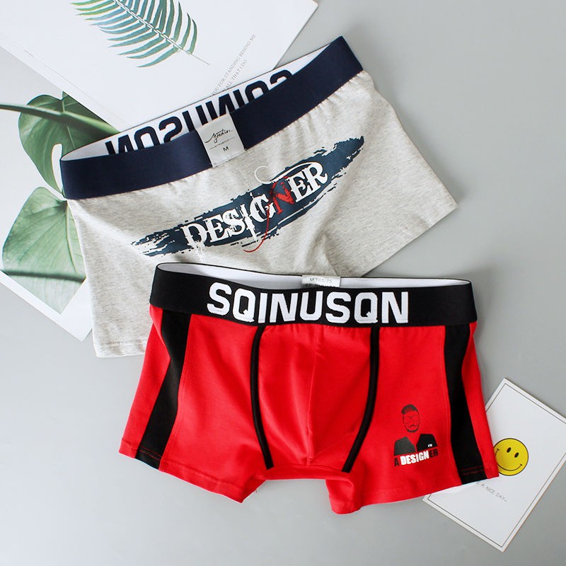 Men Boxers Briefs Underpants Underwear Trendy men's underwear men's boxers personality cotton boxers youth Korean fashion boys sexy underpants