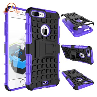 👉 iPhone 7 8 Plus Case Armor Tire Texture Anti-fall Cover With Stand Holder