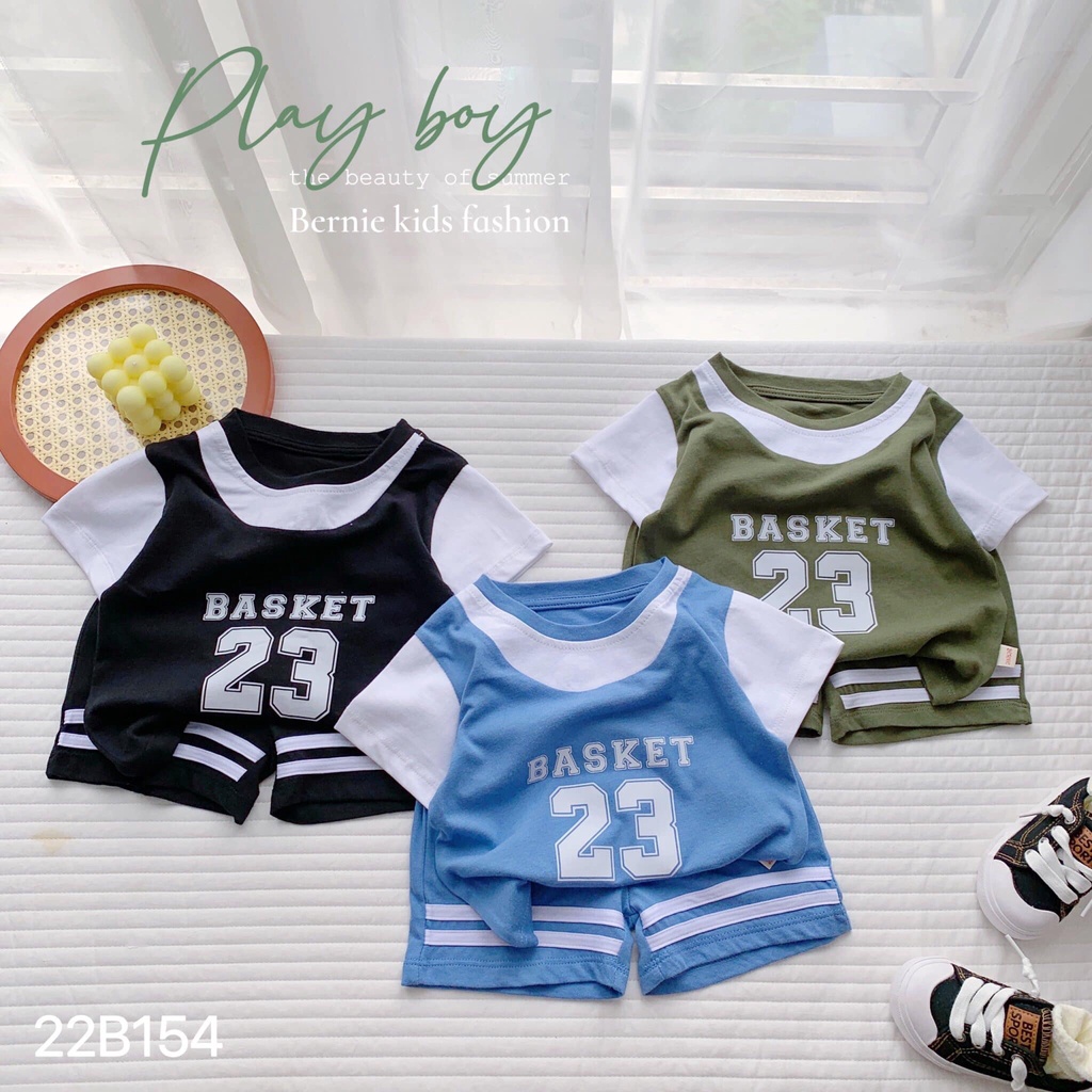 Bộ cotton bóng rổ 3 màu Bernie cho bé