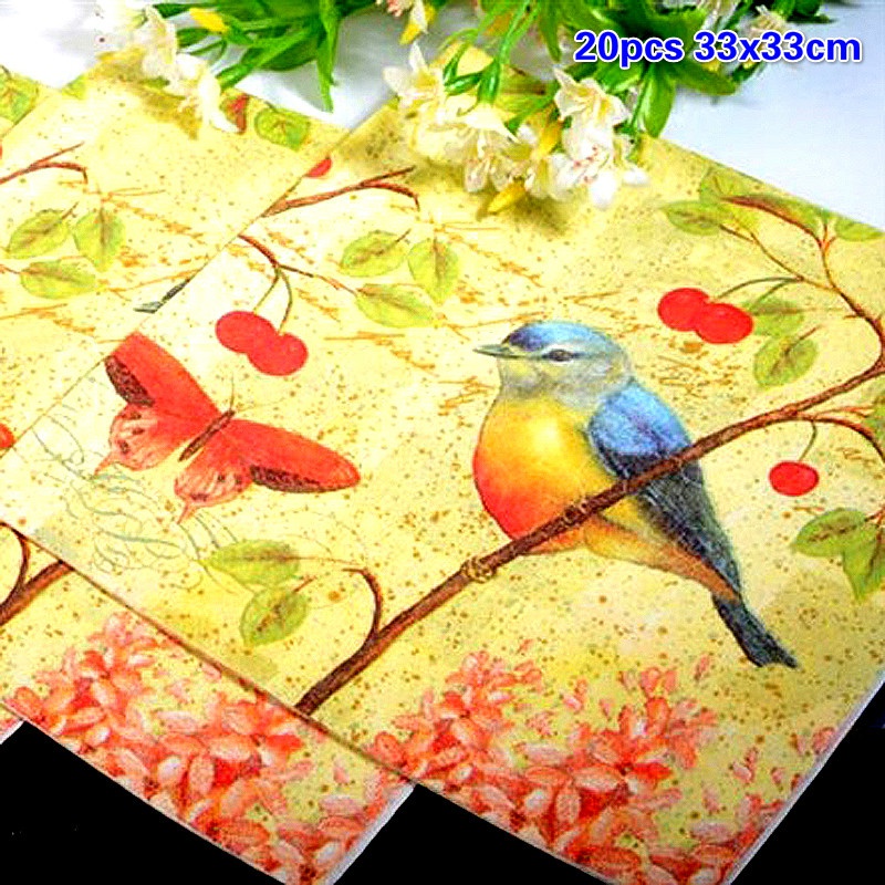 Khăn Giấy Ăn Dùng Một Lần Họa Tiết Hoa Bướm Chim Tiện Dụng