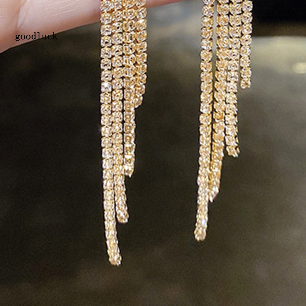 Bông Tai Dáng Dài Đính Đá Thời Trang Thanh Lịch Cho Nữ