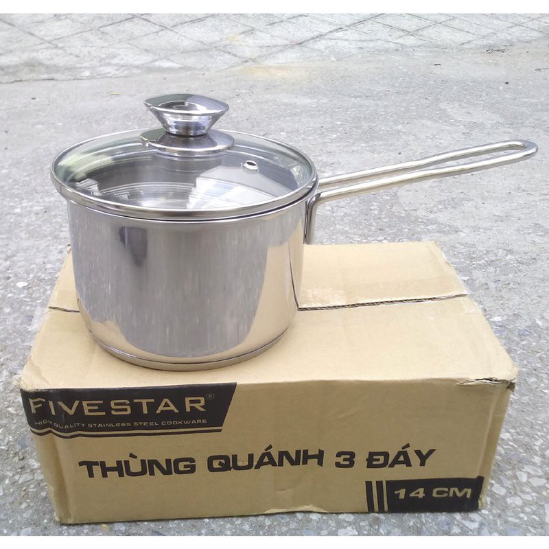 SALE RẺ_ Quánh nấu cháo, nấu bột inox 430 Fivestar nắp kính_ size 12cm_đun được bếp từ, bếp gas, bếp hồng ngoại freeship