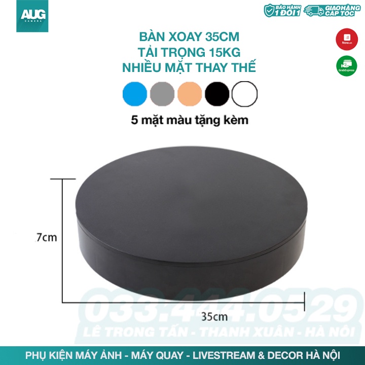 ĐẾ XOAY BÀN XOAY SẢN PHẨM 35CM - CHỊU LỰC 50KG - BÀN QUAY SẢN PHẨM, ĐẾ QUAY SẢN PHẨM - AUG Camera Hà Nội