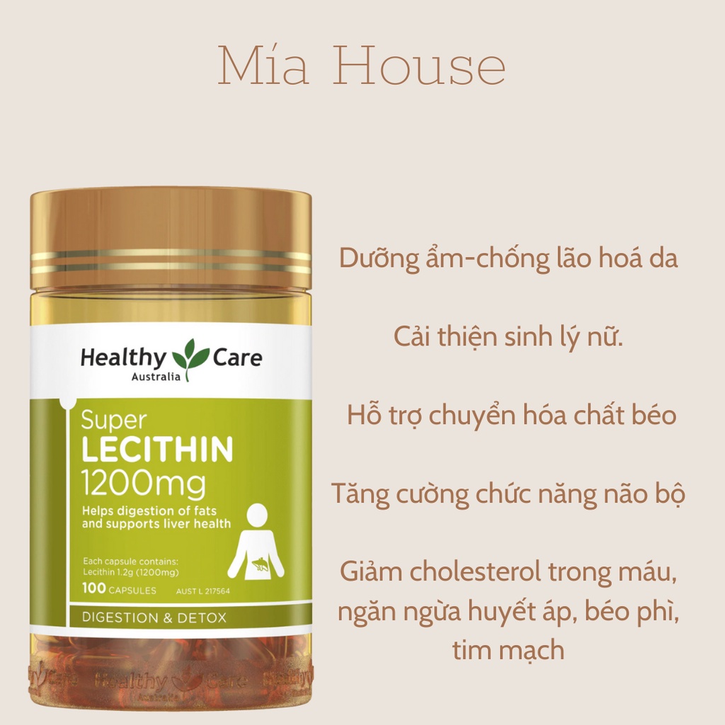 Mầm đậu nành Healthy Care Super Lecithin 1200mg 100 viên