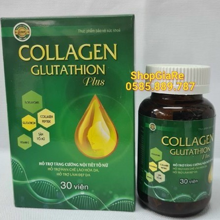 Collagen Glutathione Plus cung cấp đổ ẩm cho da, làm đẹp da nám da vàng da chỗng lão hoá da hop 30vien