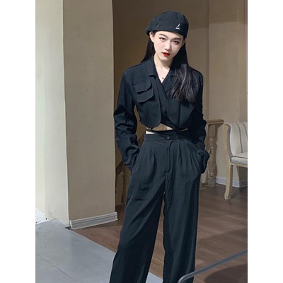 Ảnh thật 4 hình cuối-HC443.Set áo croptop + quần ống rộng thời trang cá tính