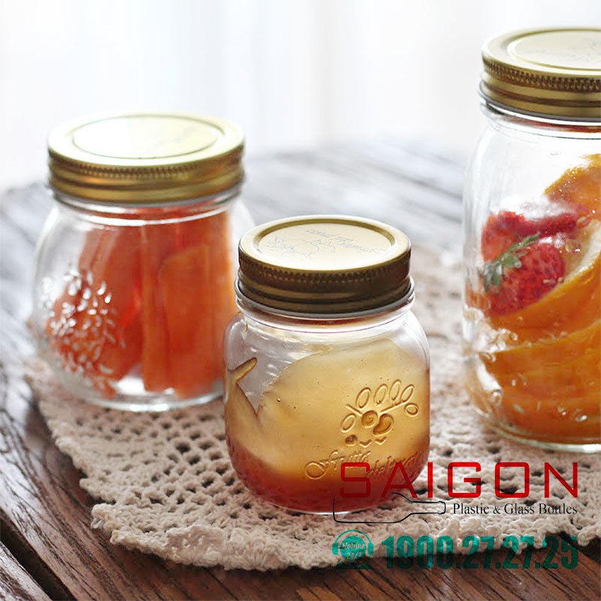 Hũ Gia Vị Mason 300ml , 500ml , 1000ml Nắp Nhôm ( Frutta Del Pratp ) | Tùy Chọn Dung Tích