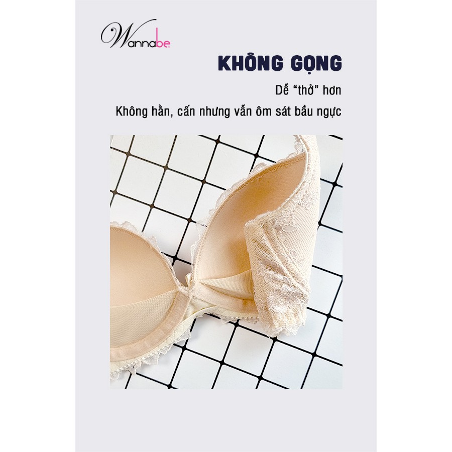 Áo ngực mút mỏng Wannabe ANR13 không gọng ren hoa xinh xắn