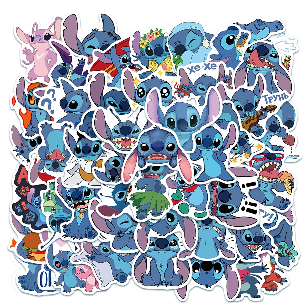 Bộ 50 sticker hình Stitch đáng yêu trang trí cho album ảnh xe đạp