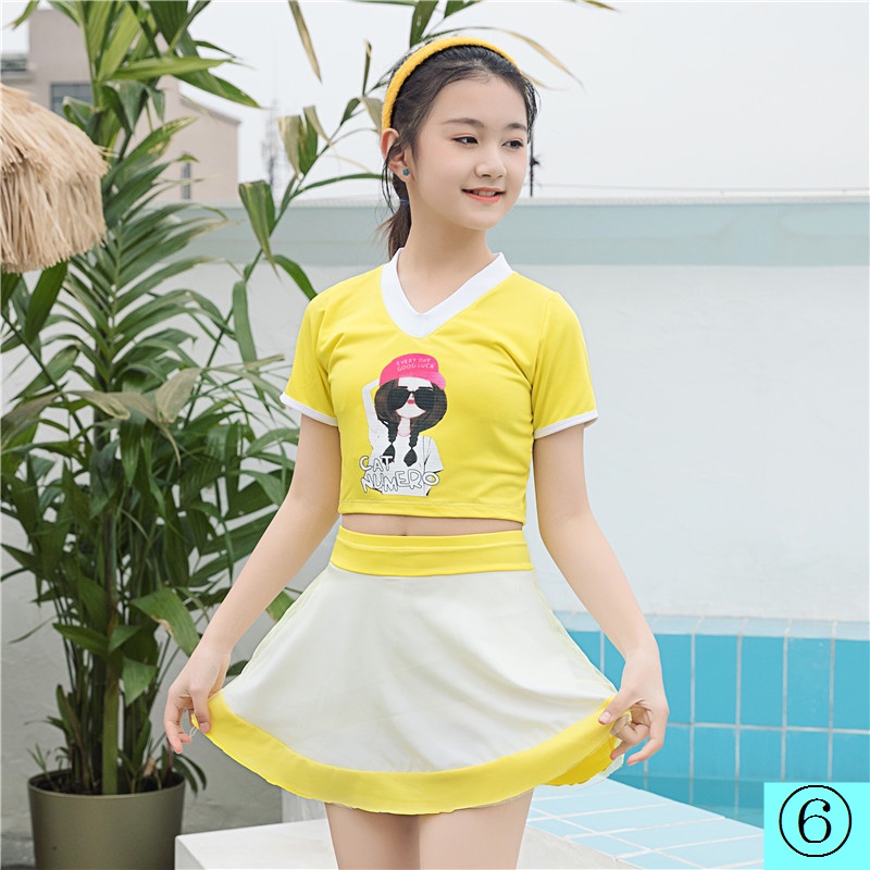 Bộ Đồ Bơi Dạng Váy Xinh Xắn Dành Cho Bé Gái Từ 10-13 Tuổi