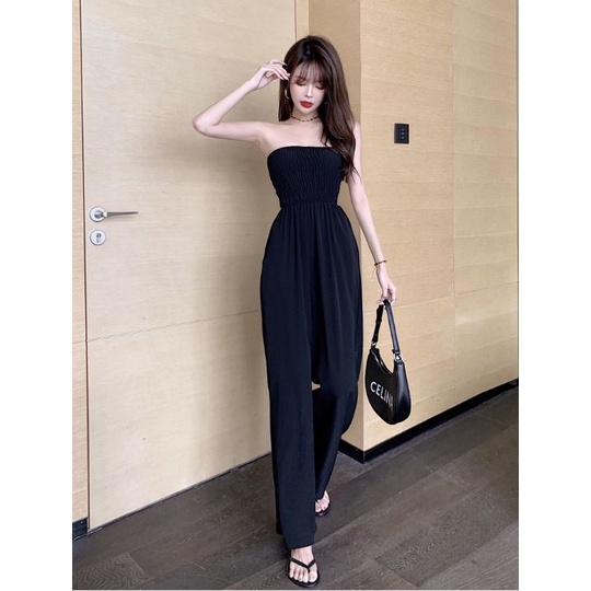 Jumpsuits hai dây ống rộng màu đen nữ HS126 Hỉn Hỉn Store