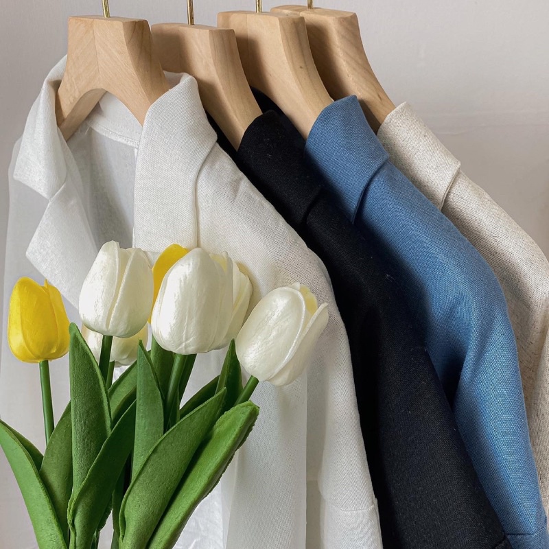 Áo cổ vest nút to (ảnh thật/ có sẵn)