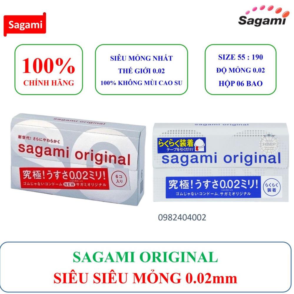 [BAO CAO SU SAGAMI] COMBO 02 hộp Bao cao su Sagami siêu mỏng ORIGINAL 0.02mm và SAGAMI ORIGINAL QUICK 0.02mm