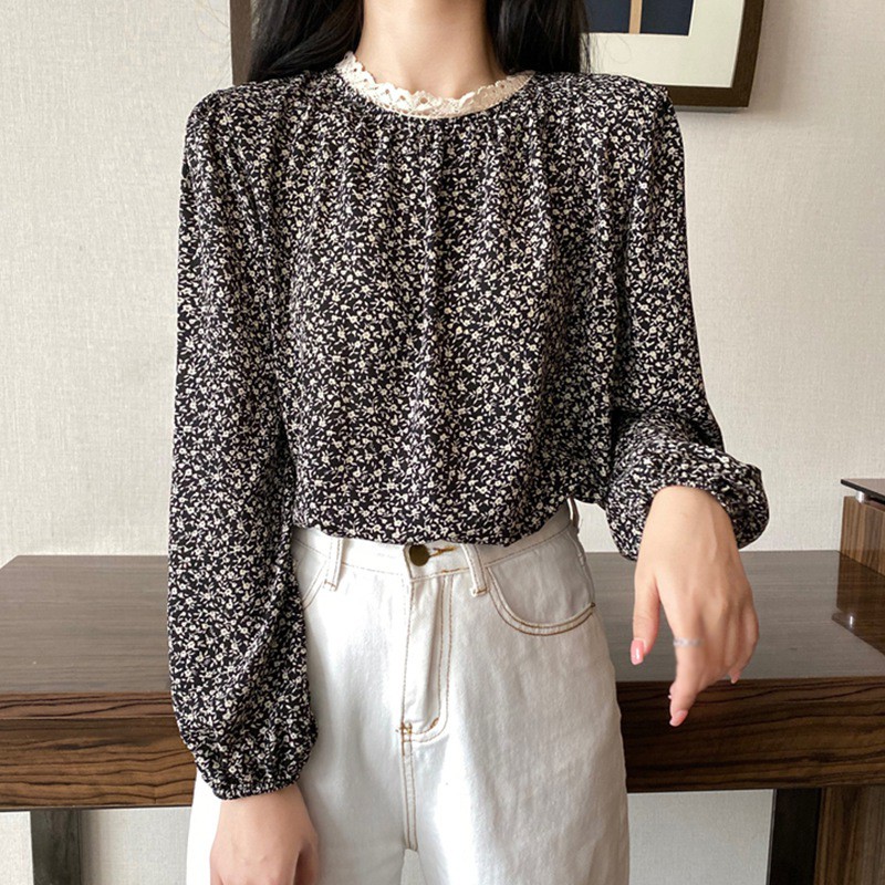 Áo nữ tay dài họa tiết hoa xinh xắn dễ thương