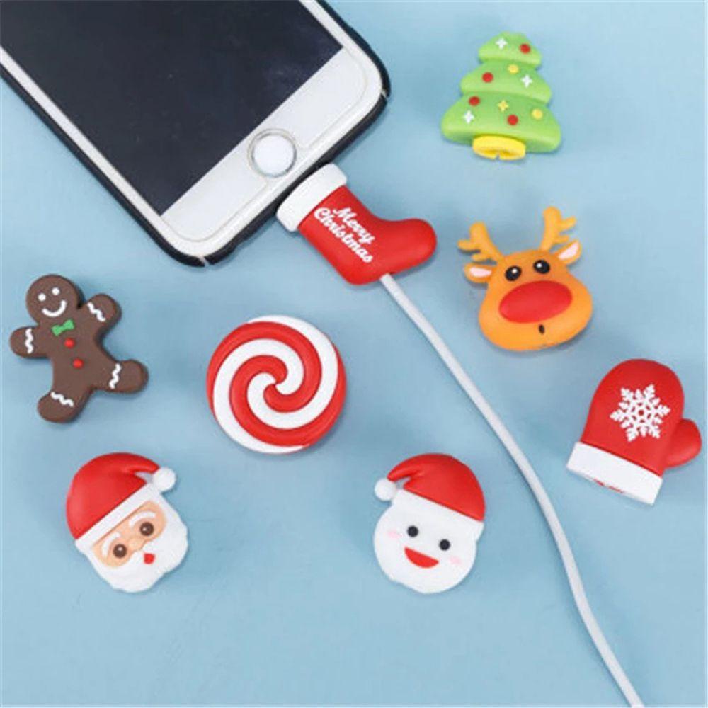 Vỏ Bọc Bảo Vệ Dây Cáp Dữ Liệu USB Họa Tiết Giáng Sinh Dễ Thương|Vỏ Bảo Vệ Cắn
