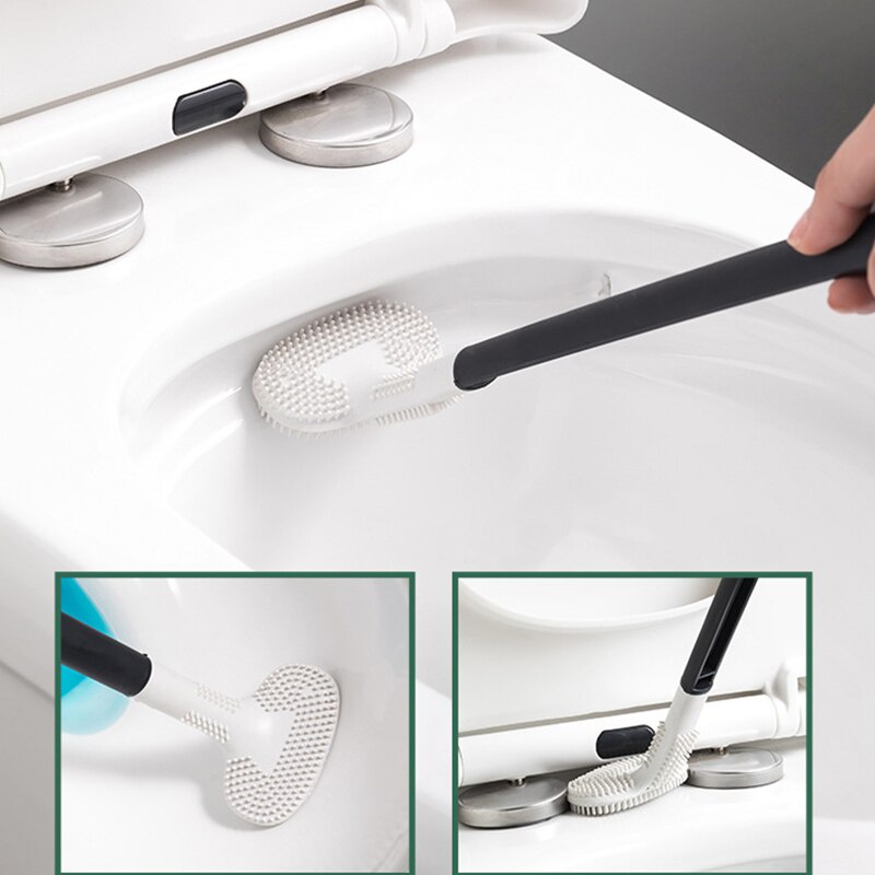 Bàn chải vệ sinh toilet HOUSEEKER bằng silicon mềm mại hai mặt tiện dụng