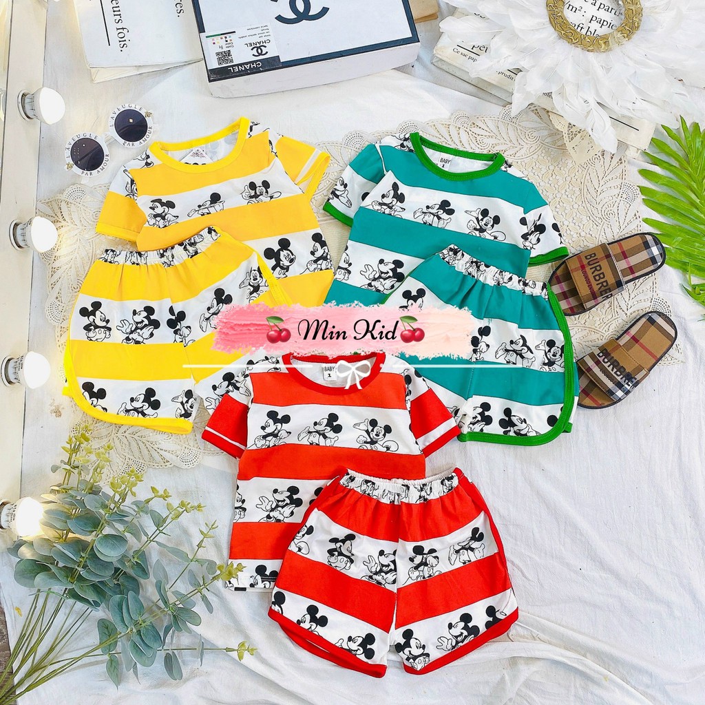 Bộ cộc tay bé trai bé gái ️❣️𝐒𝐀𝐋𝐄 𝐌𝐚̣𝐧𝐡❣️Cotton tàu Mickey siêu đẹp cho bé từ 0 đến 5 tuổi màu cực đẹp 100% an toà