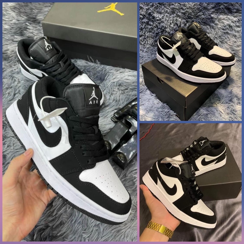 Giày jordan 1 đen trắng, Giày JD1 cổ thấp panda, GIày jodan cổ thấp dễ phối đồ must have