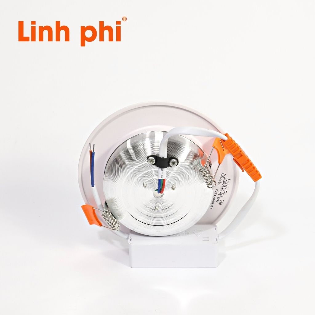 Đèn Led Âm Trần Downlight LINH PHI 7W Làm Từ Hợp Kim Nhôm Cao Cấp, Thiết Kế Hai Loại Đế Viền Đổi Màu