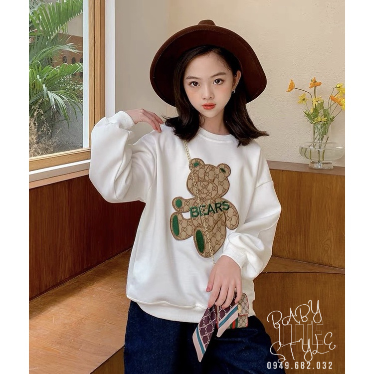 Áo thu đông cho bé gái “GẤU BEARS“ 14-45kg, áo dài tay bé gái 4-14 tuổi. Thiết kế xinh xắn, thoải mái.