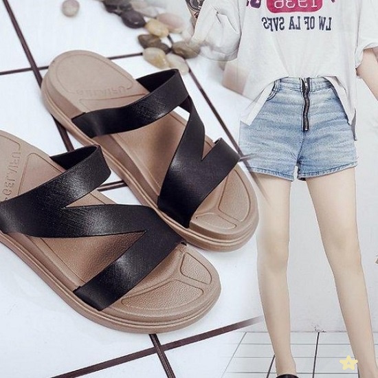 Dép lê nữ quai chéo ulzzang siêu hot, Sandal nữ dây nhựa chéo, đế cao su êm chân cá tính đi biển, đi du lịch - UDG9